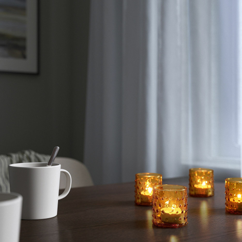 Набор подсвечников IKEA HUTLOS (ХУТЛЕС), Темно-желтый, 6 см, 4 шт