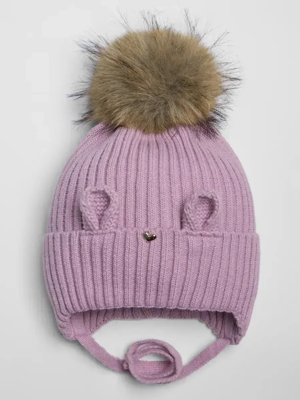 Шапка зимняя с помпоном и ушками для девочки