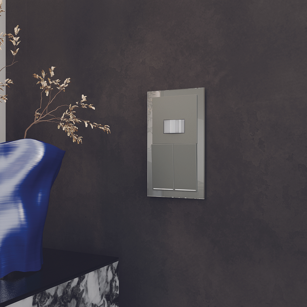 Рамка стеклянная VOLTUM S70 на 2 поста, (титан, стекло)