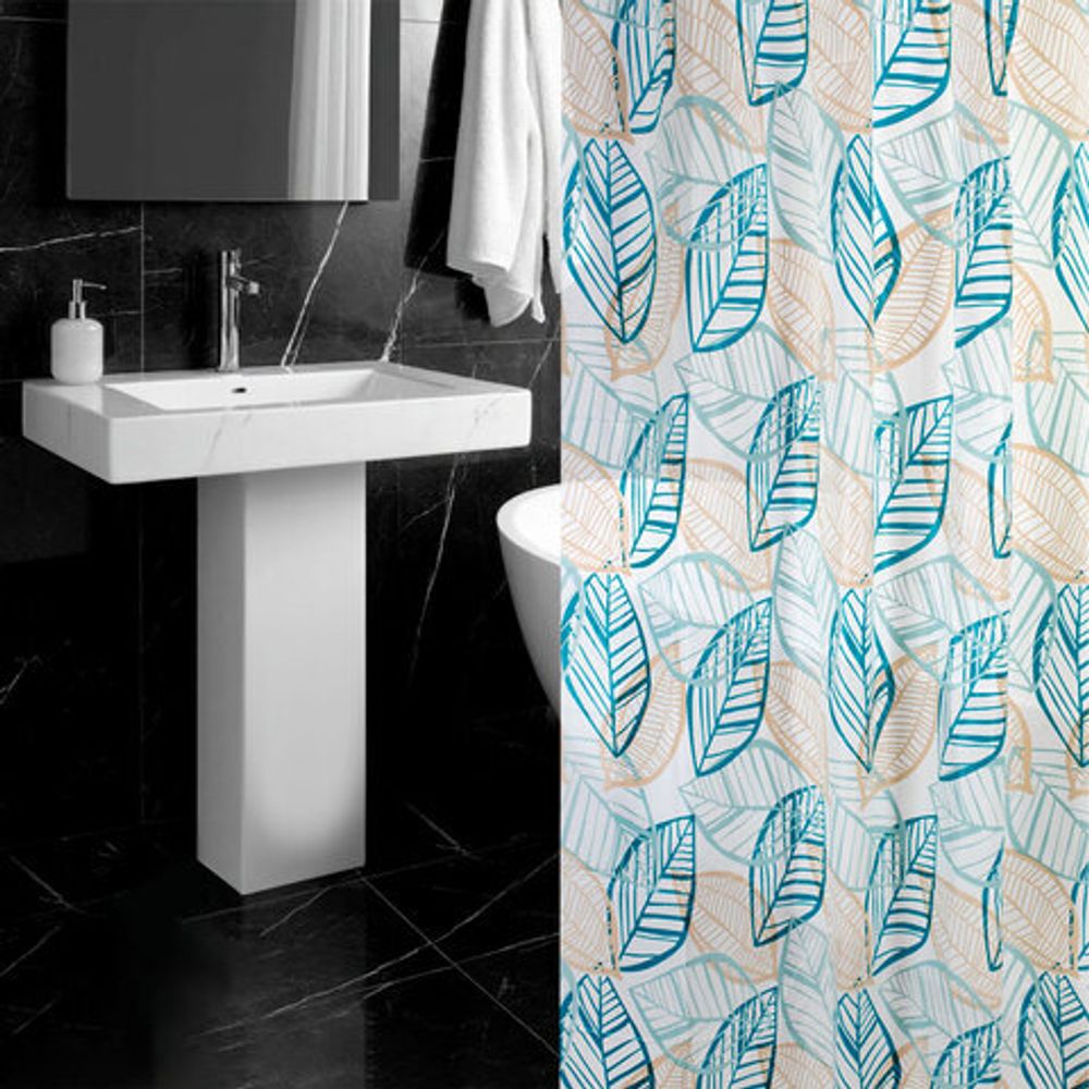 Шторка для ванной PEVA, 180х180 см, кольца в комплекте, 3 дизайна ассорти,растения, PRIMILA, 700076