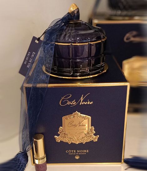 Вода жизни, тёмно-синяя свеча Арт-деко с кисточкой, Cote Noire