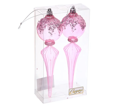 Елочные украшения "Изящный блеск" 5.3*5.3*19 см (набор 2 шт), Розовый (Серпантин)