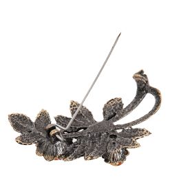 AM-2317 Брошь «Веточка Вишни» (латунь, янтарь)