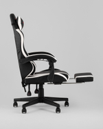 Кресло спортивное TopChairs Prophet с оттоманкой черно-белый