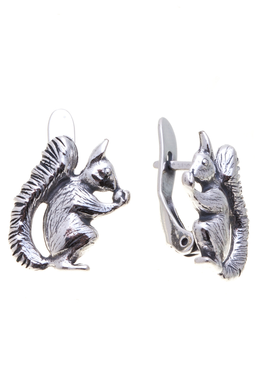 "Белкорино" серьги в серебряном покрытии из коллекции "Animals"  от Jenavi с английским замком