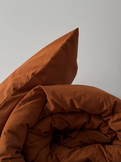 КПБ 2 сп с простыней на рез. 140х200 ВАРЕНЫЙ ХЛОПОК "Охра"