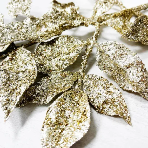 Ветвь с листочками шампань 71 см., Christmas DeLuxe (89516)