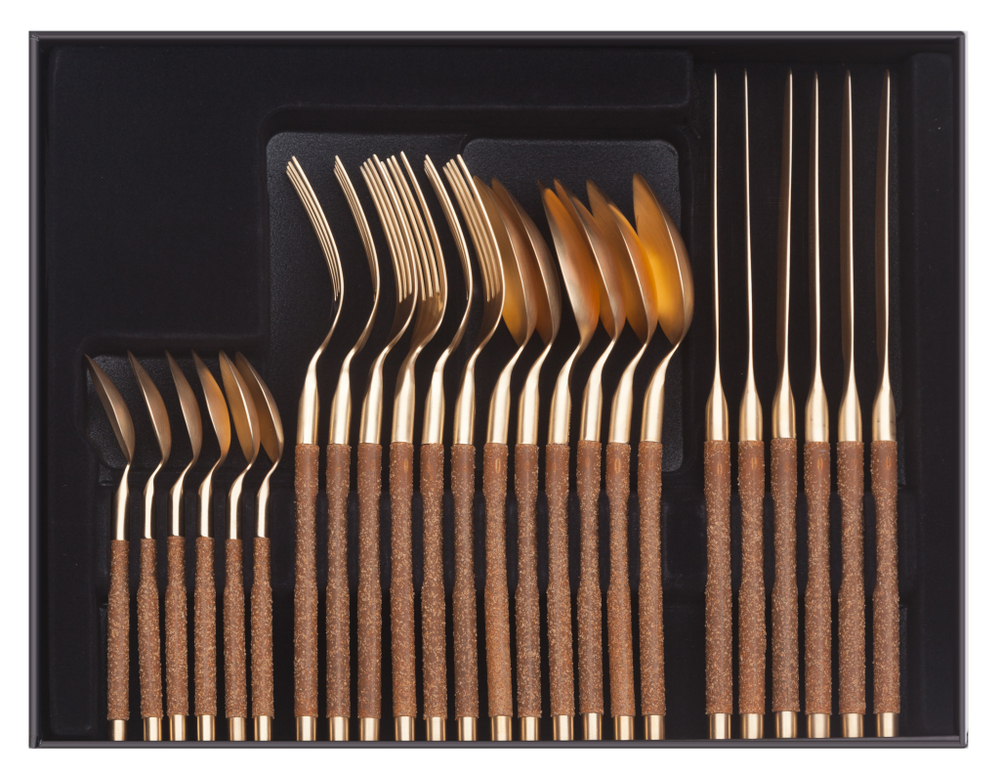 Набор столовых приборов на 6 персон 24 предметов Herdmar Nohc Mat Gold Plated 19