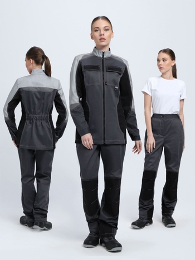 Костюм женский Вектрон-1 У. (тк.Смесовая,240) брюки, т.серый/св.серый/черный