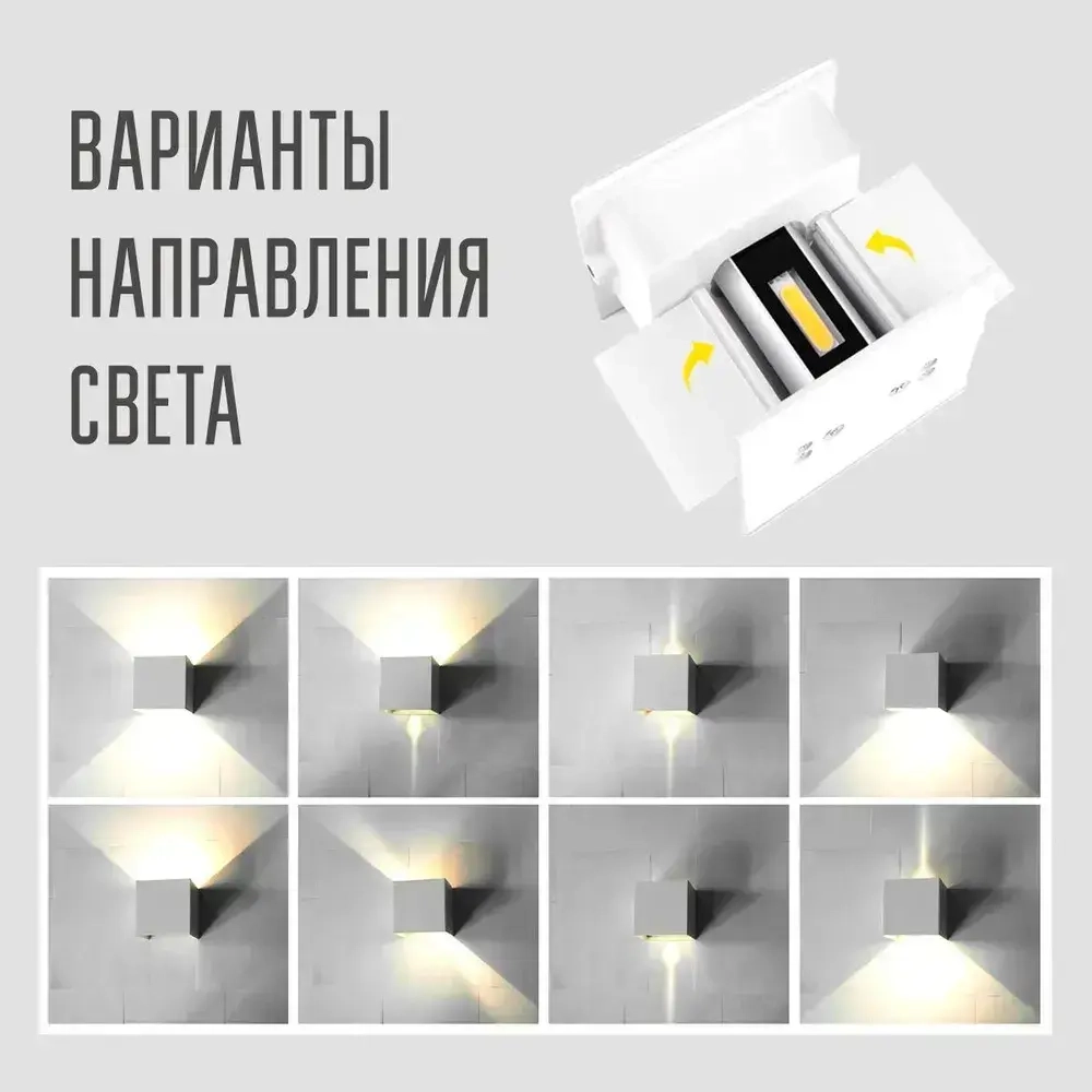 Светильник настенный светодиодный для дома и улицы, 3000К, IP65