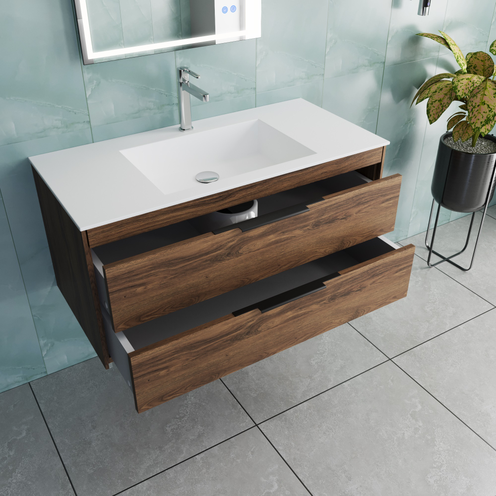 База под раковину Chiara 2D 1000 подвесная, 2 выкатных ящика soft-close, С.Oak