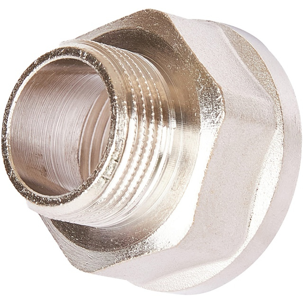 Переход с внутренней резьбы на наружную под ключ STOUT SFT 0073 - 1" x 3/4" (латунь никелиров-ная)