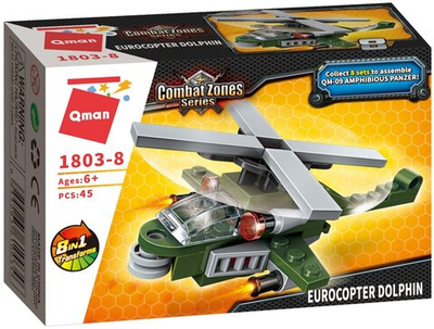 Конструктор Qman CombatZones 1803-8 Военный вертолёт, 45 дет.