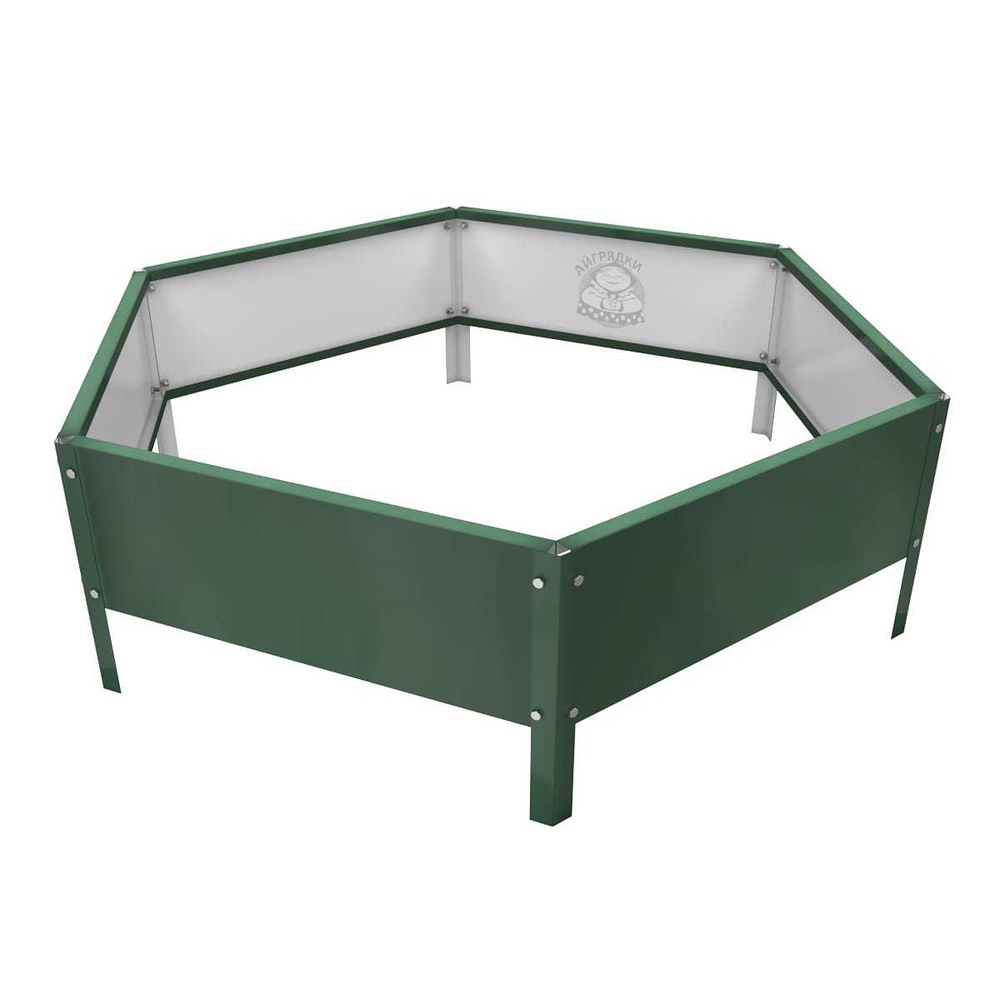 Клумба многоугольная оцинкованная с ножками 1 ярус RAL 6002 Зеленая листва