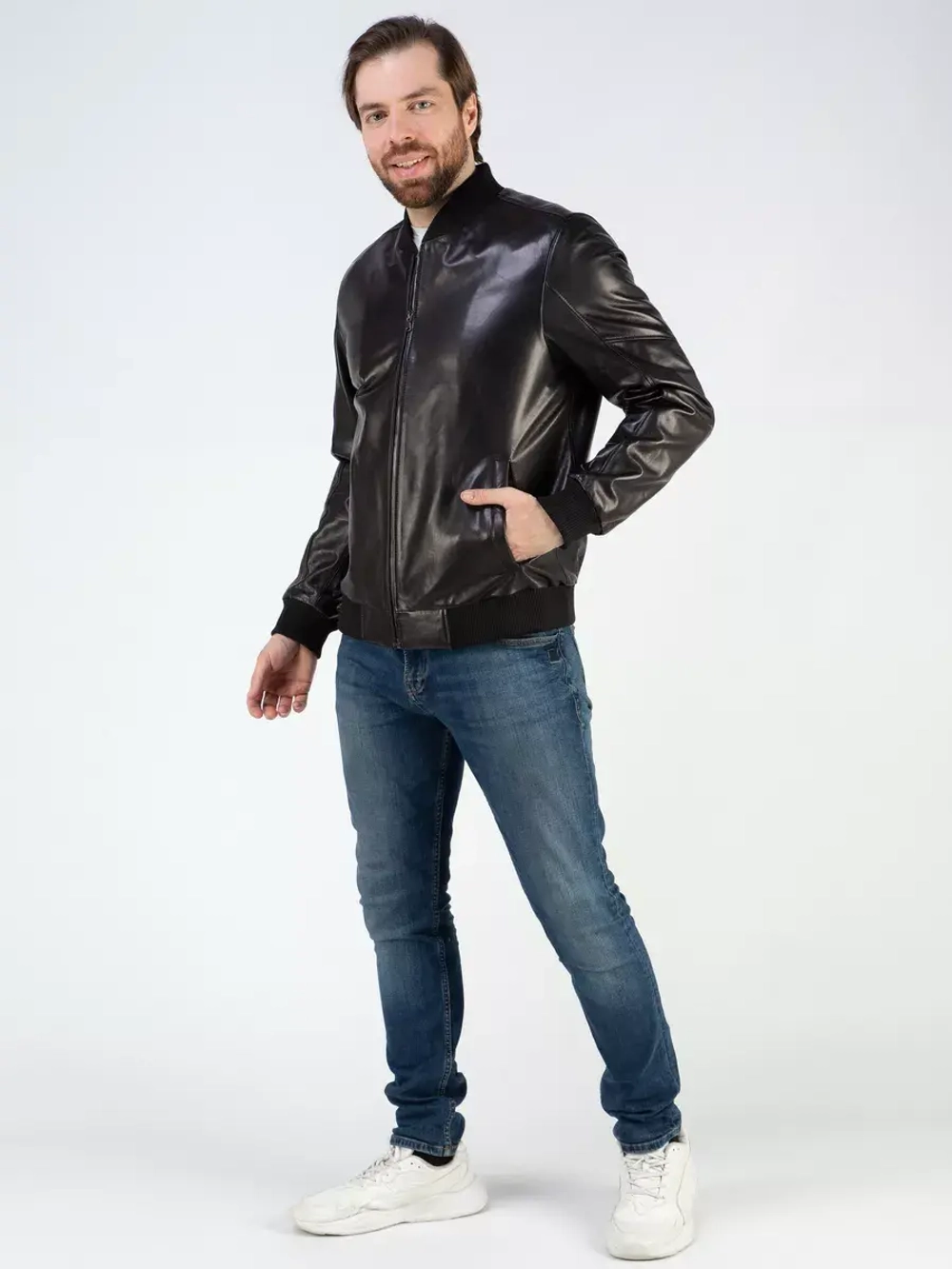 Кожаная куртка демисезонная Турция бомбер