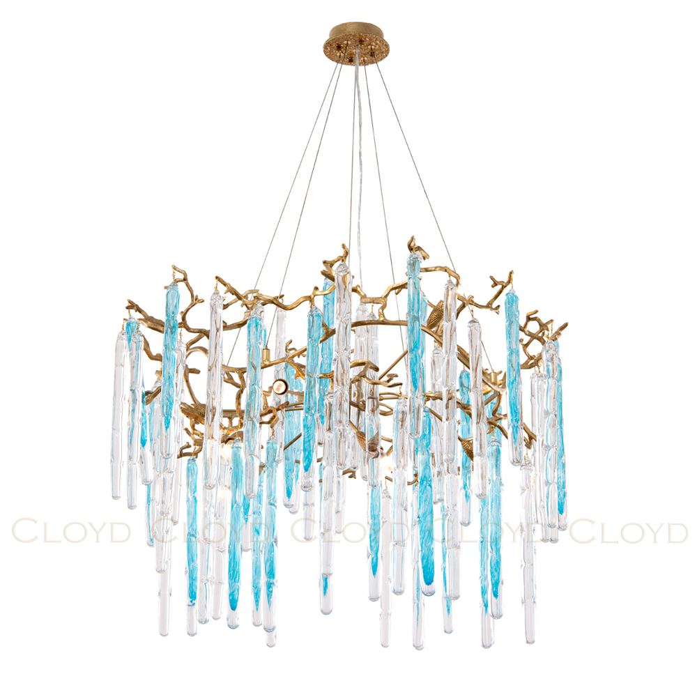 Люстра Cloyd PANGEA C10 / Ø86 см - латунь - голубое стекло (арт.10405)
