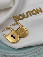 Серьги Скиап. золотые в виде замка с черной эмалью