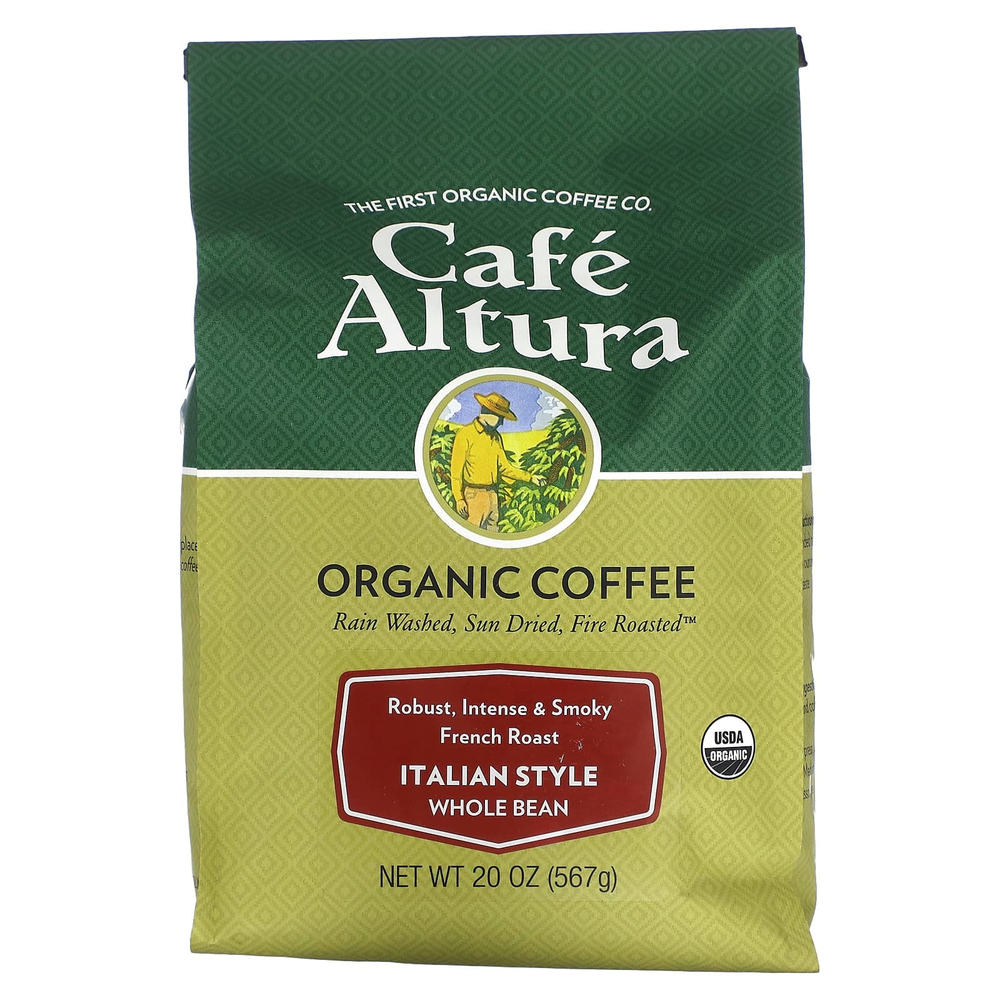 Cafe Altura, органический кофе, итальянский стиль, цельные зерна, французская обжарка, 567 г (20 унций)