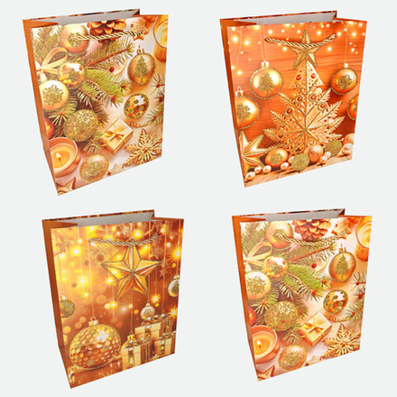Пакет подар. бум. новогодн. 31*40*12 см 210 гр/м2 "Золотой стиль"