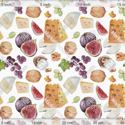 Инжир с сыром, виноградом и орешками by noor_illustration 246 DPI