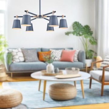 8098/6C MODERNI LN25 271 синий/синий металл, дерево/металл Люстра потолочная Е27 6*60W 220V ROSALINA