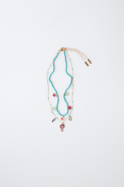 ZARA НАБОР ИЗ ДВУХ ОЖЕРЕЛИЙ С БУСИНАМИ VAIANA © DISNEY, БИРЮЗОВЫЙ