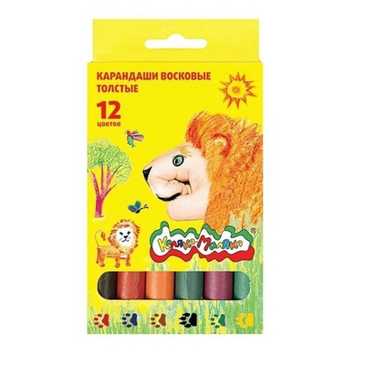 Карандаши воск. 12цв. круглые, супертолстые (Каляка-Маляка)