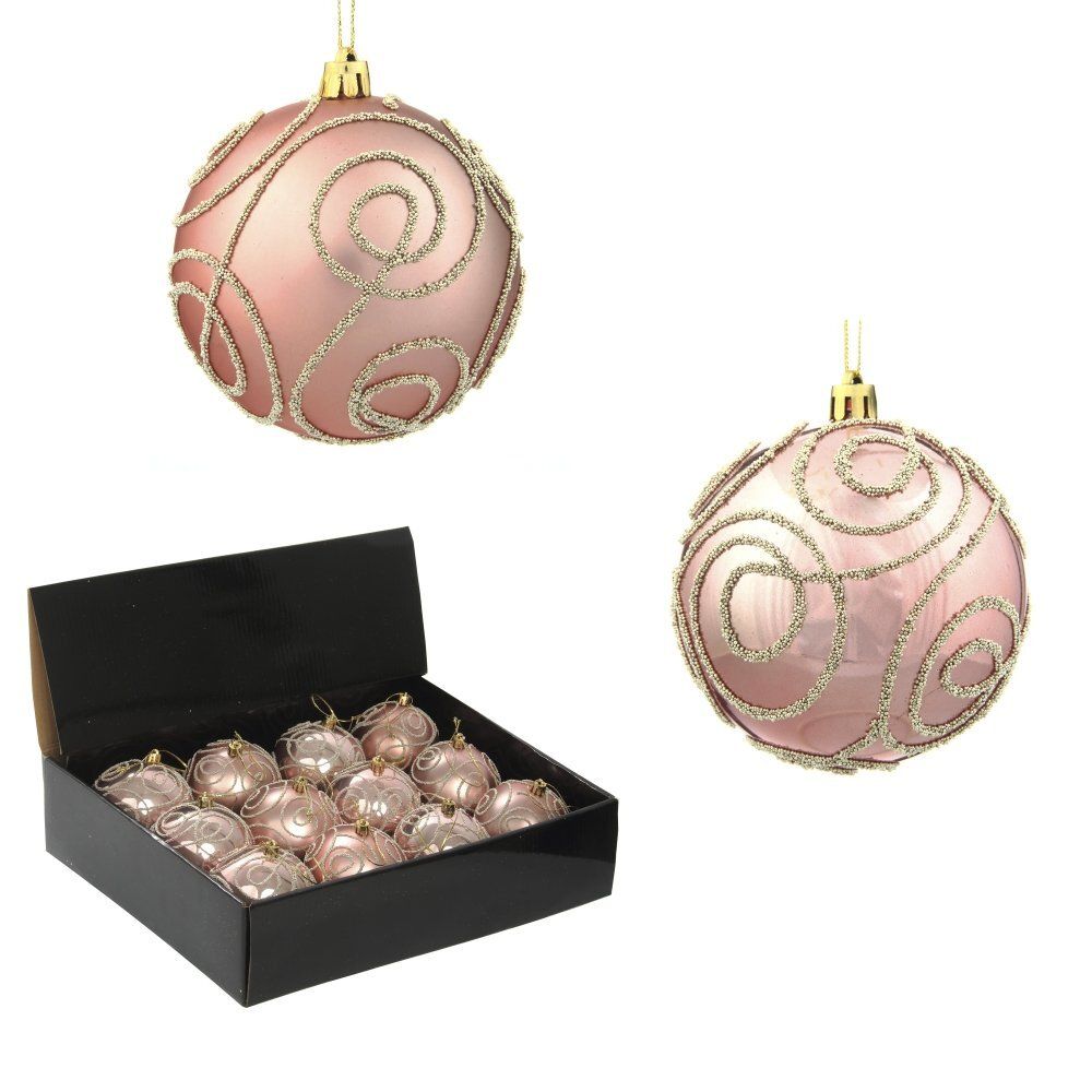 GAEM Набор из 12шт Украшение новогоднее Шар "Волшебный завиток", D 8 см, L35 W27 H9 см