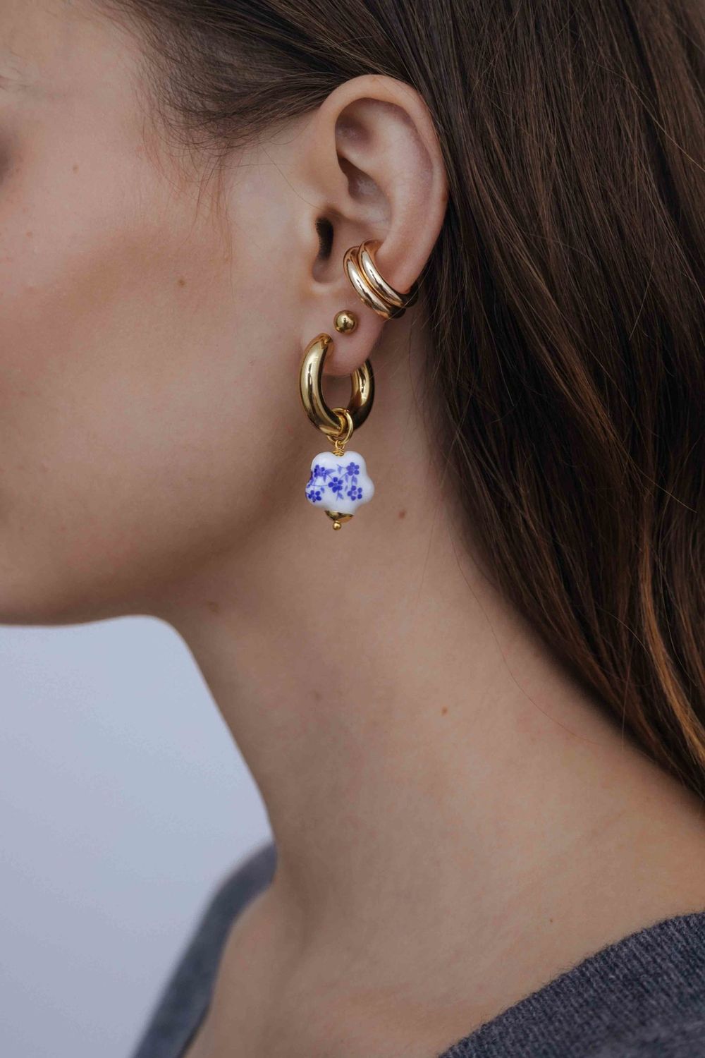 Подвеска Цветок из керамики 14 мм ( Blue flower ) Подвеска Цветок из керамики 14 мм ( Blue flower )