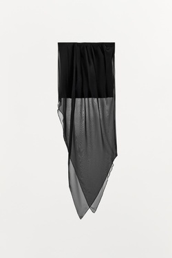 ZARA КОМБИНИРОВАННЫЙ ТОП БЕЗ БРЕТЕЛЕЙ, ЧЕРНЫЙ