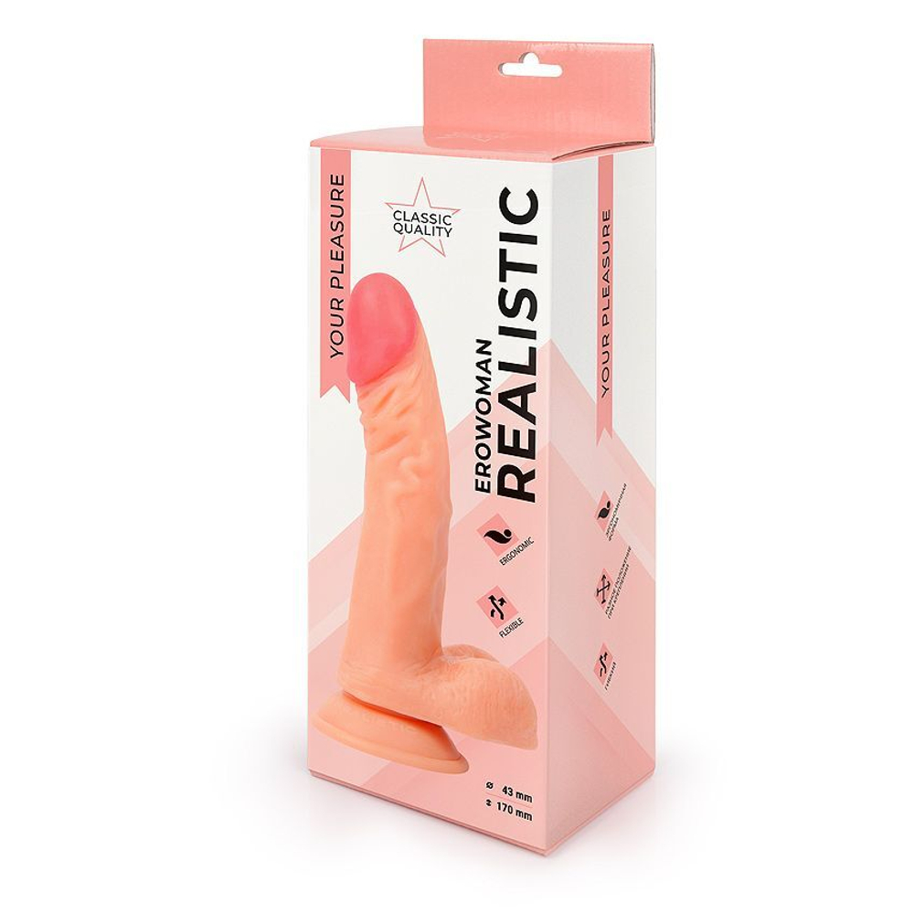 Фаллоимитатор-реалистик Erowoman на присоске телесного цвета (Цвет: телесный)