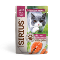 Sirius 85г Влажный корм для кошек Лосось с овощами