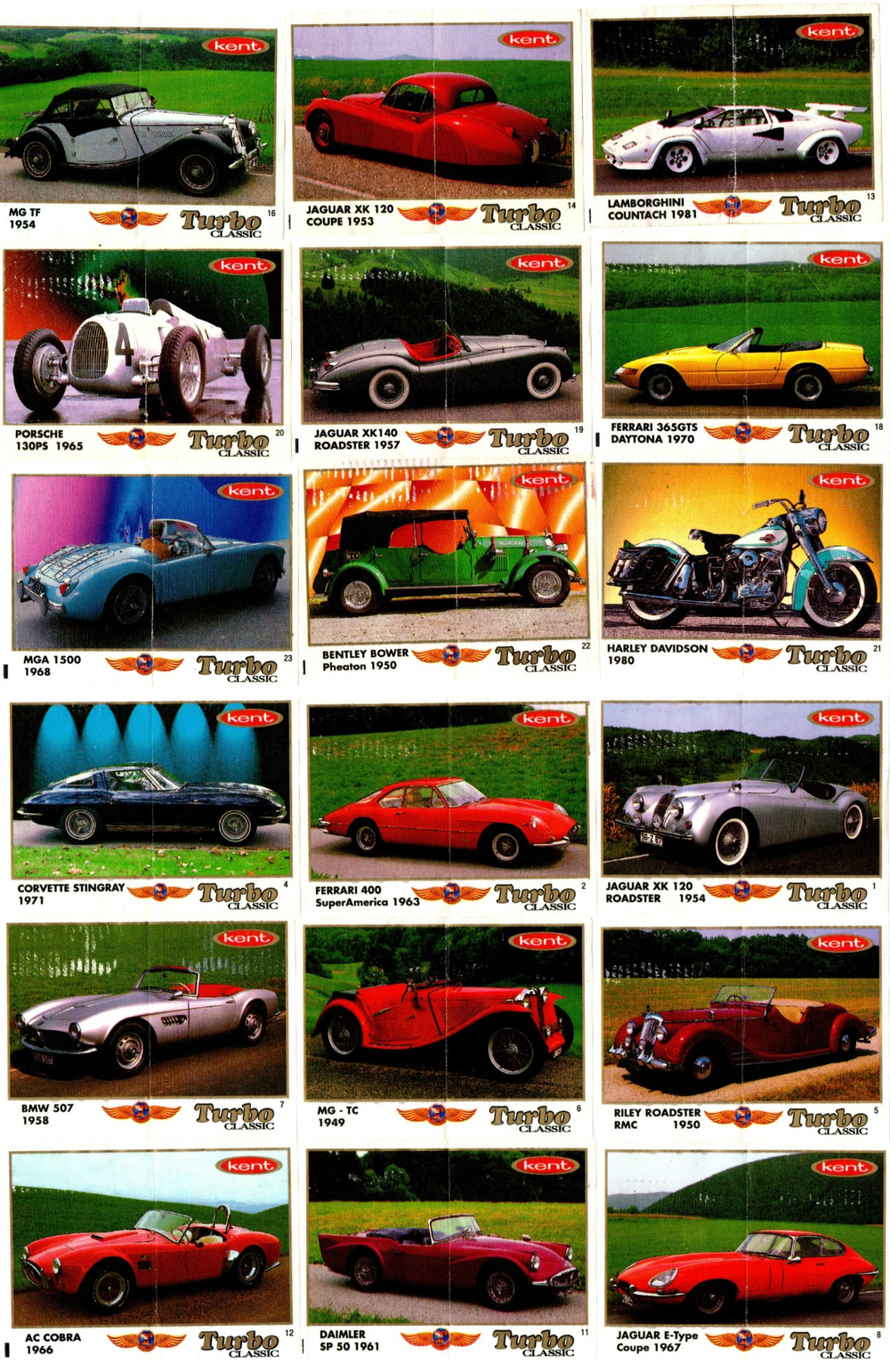 Вкладыши от жвачки Turbo Classic - Турбо Классик с надписью Classic. 56 штук без повторов. Серия 1 - 70