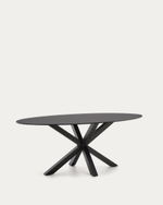 Стол Argo с черным стеклом и черными стальными ножками Ø 200 x 100 см