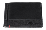 Качественный мужской зажим для денег чёрный из высококачественной натуральной кожи с защитой от сканирования RFID ZIPPO 2006025