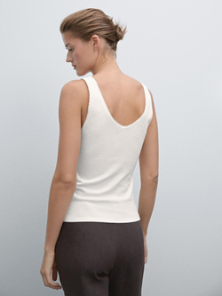 Massimo Dutti Топ из смесового хлопа, натуральный, кремовый