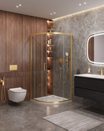 Душевой уголок Cezares MOLVENO-R-1-90-C-BORO-IV, 90х90х195, профиль брашированное золото, прозрачное стекло