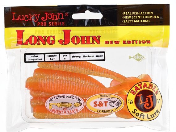 Виброхвосты съедобные LJ Pro Series LONG JOHN 4.2in (10,7 см), цв. T26, 6 шт.
