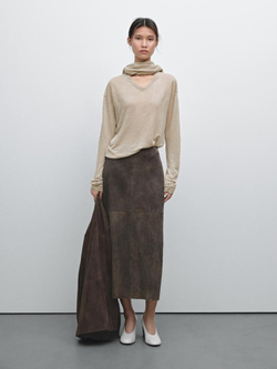 Massimo Dutti Свитер из 100% льняной ткани, дымчатый