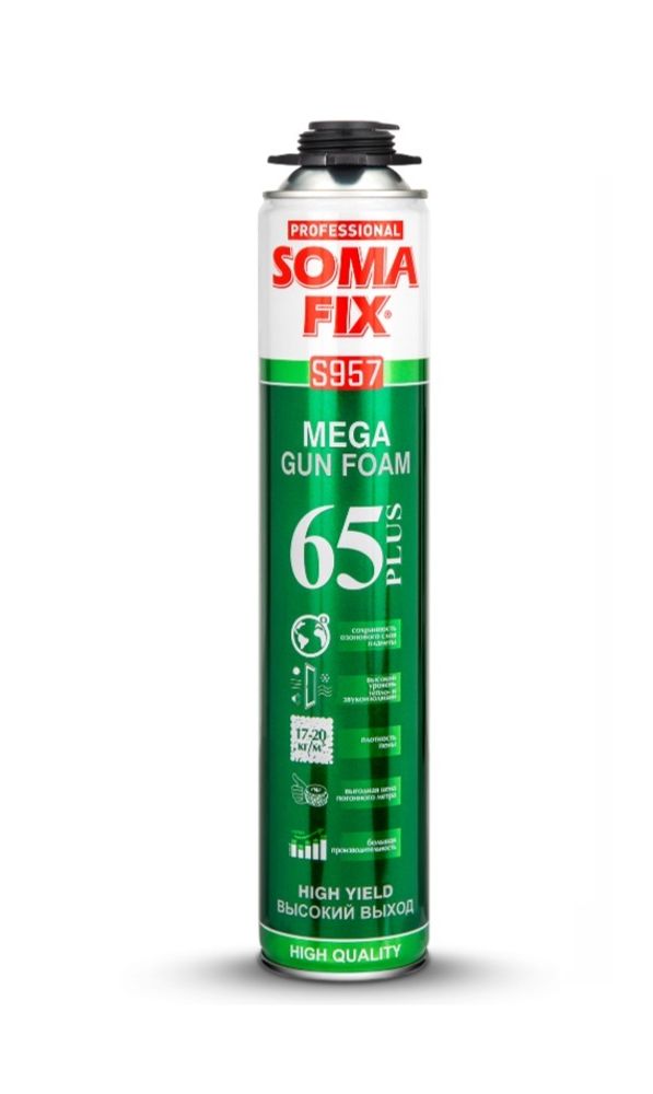 ПЕНА МОНТАЖНАЯ SOMAFIX ПРОФ. MEGA PLUS 850МЛ