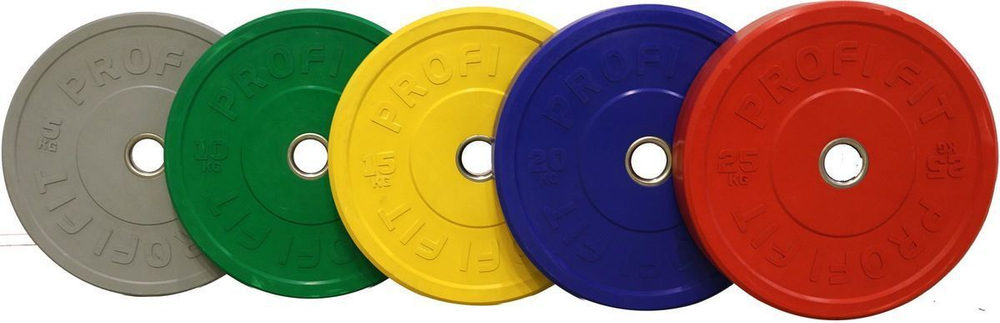 Диск для штанги каучуковый, цветной D51 мм PROFI-FIT 25 кг