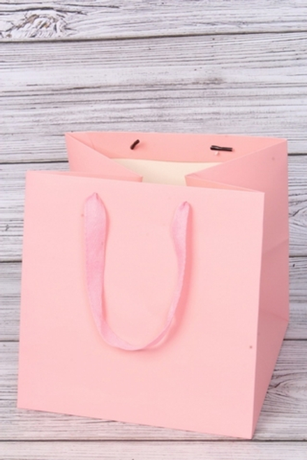 Пакет подарочный M квадратный, "Кубик", Розовый, 22*22*22 см (Д*В*Ш)