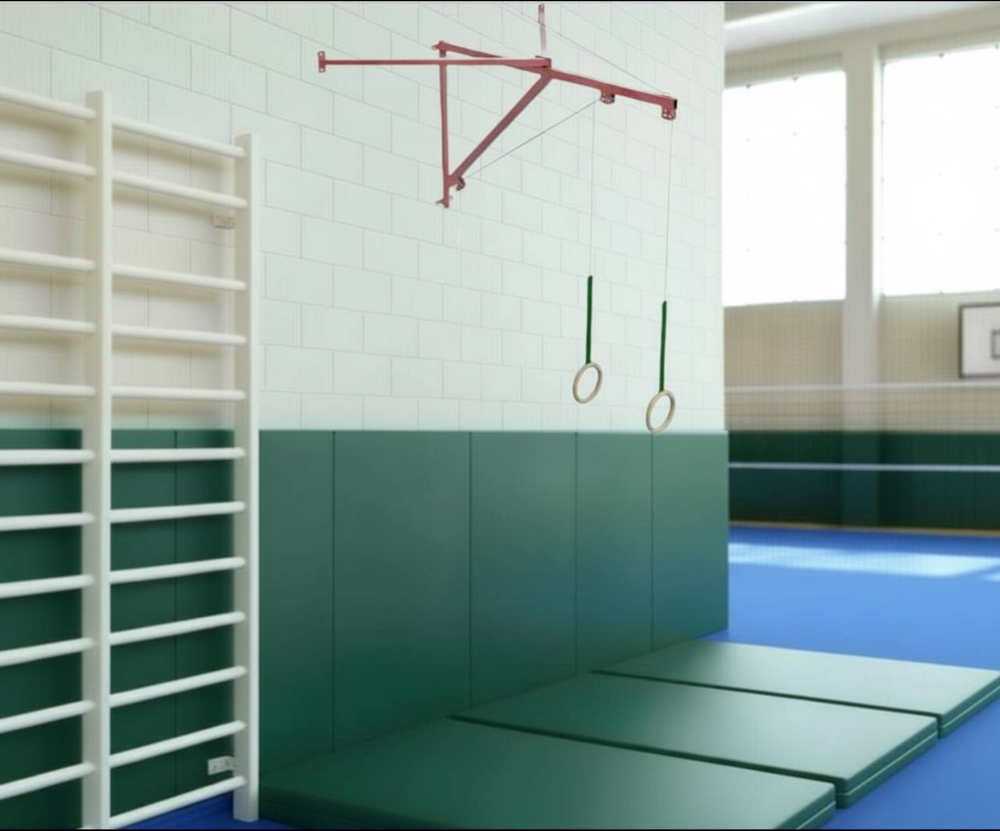 Консоль (кронштейн) с блочной системой регулировки высоты подвеса для канатов и колец - вынос 2м