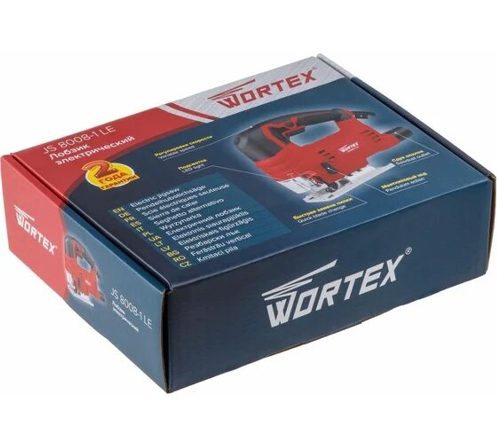 Лобзик электрический WORTEX JS 8008-1 LE в кор. 810 Вт, 0-2900 ход/мин, пропил до 80 мм (325116)