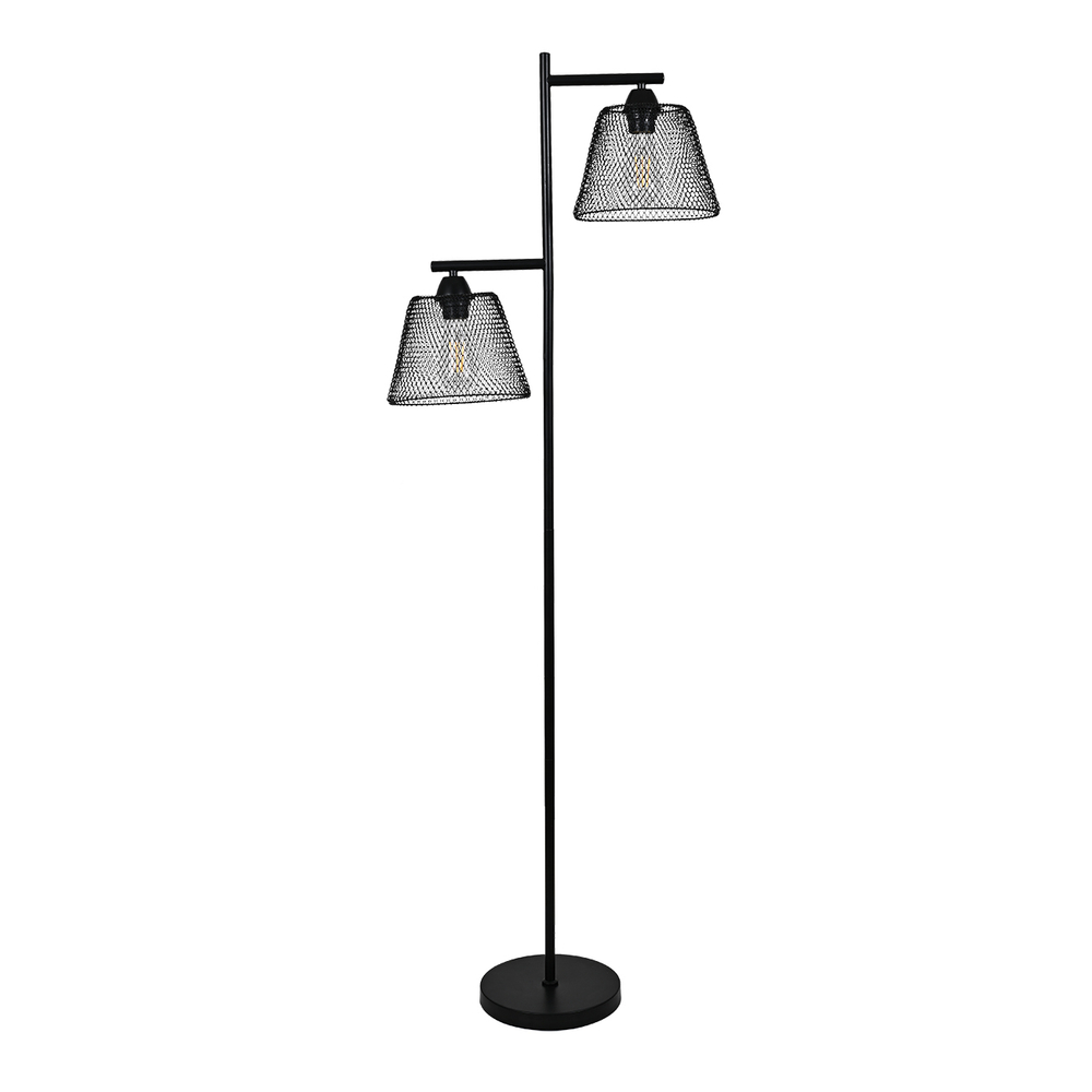 Напольный светильник 2х40Вт Е27, металл, черный