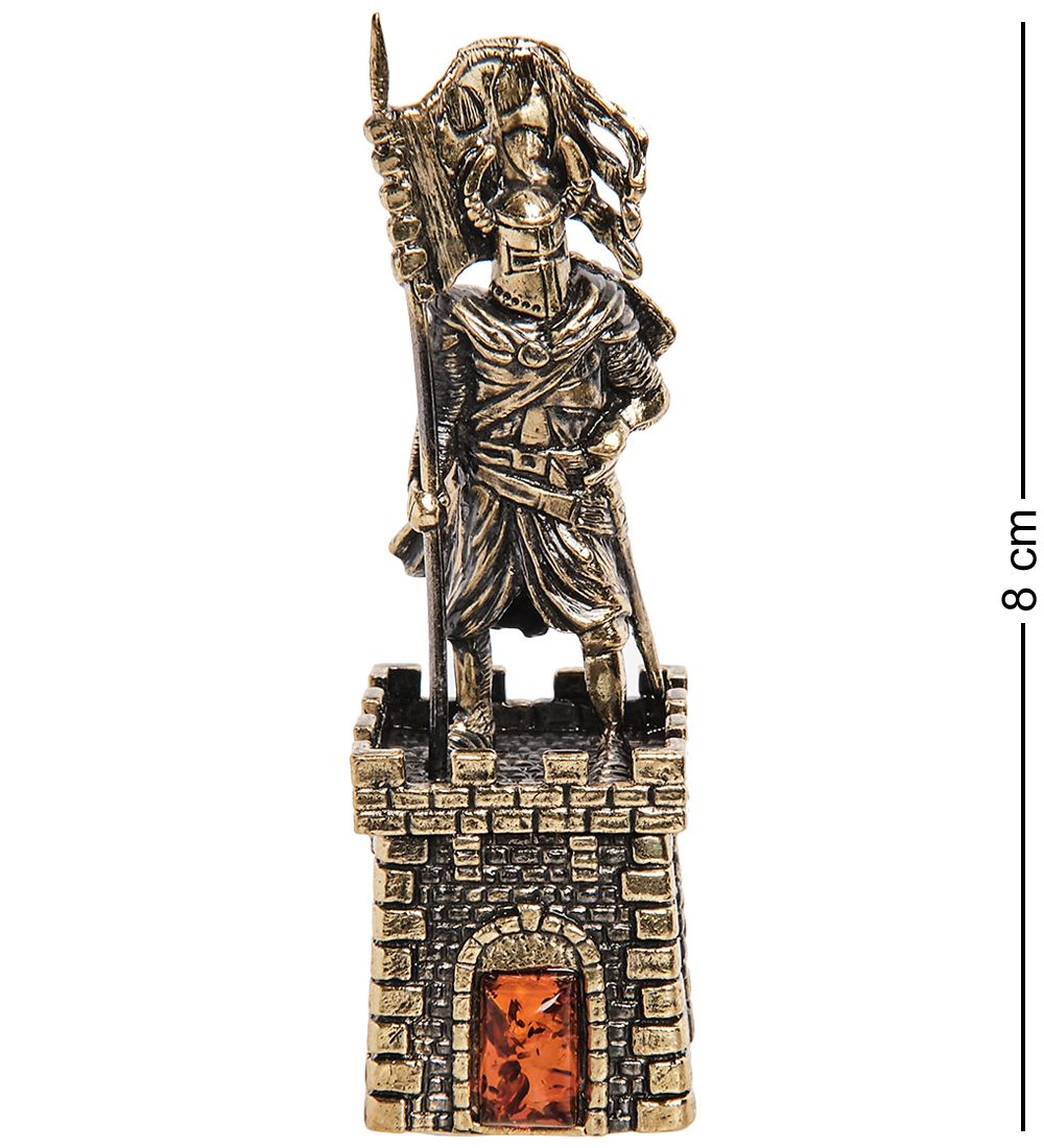 Народные промыслы AM- 448 Колокольчик «Крепость с Рыцарем Знаменосцем» (латунь, янтарь)