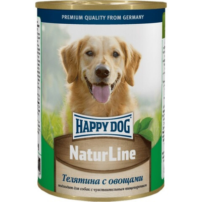 Happy Dog консервы для собак с телятиной и овощами в желе (банка) (Россия) Natur Line