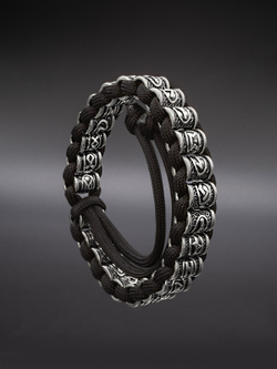 Браслет Футарк из серебра 925 пробы на завязках скандинавия