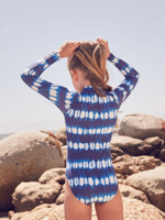 Купальник слитный на молнии для девочки Next AB7-017, Синий, Белый