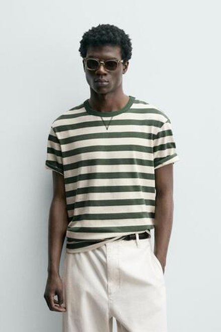 ZARA ФУТБОЛКА В ПОЛОСКУ С КОРОТКИМИ РУКАВАМИ, ПОЛОСКИ